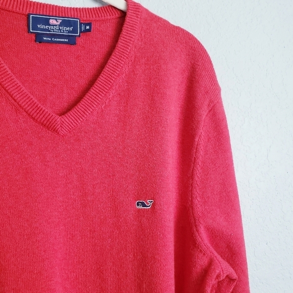 Vineyard Vines Red Cashmere Blend V-neck Sweater - Picture 3 of 6